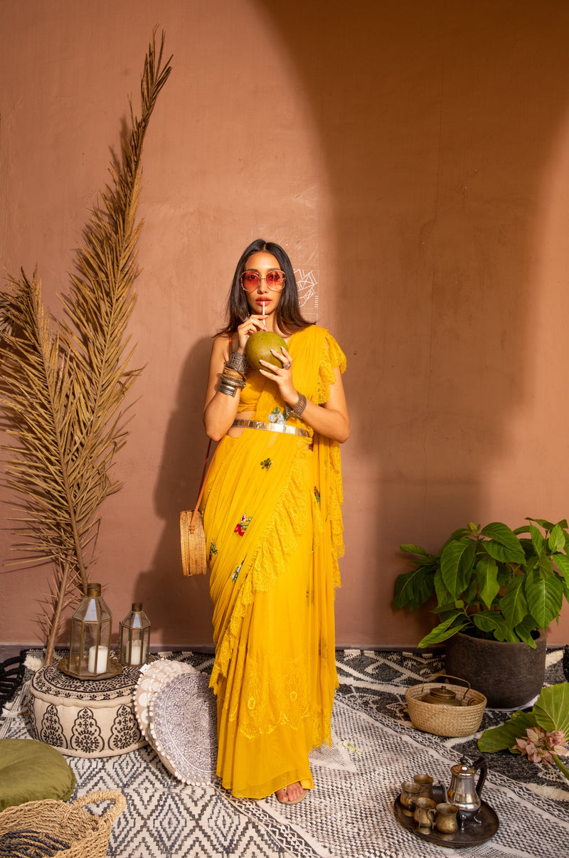 SHIBANI IN THE MANGO FLOUNCE SARI