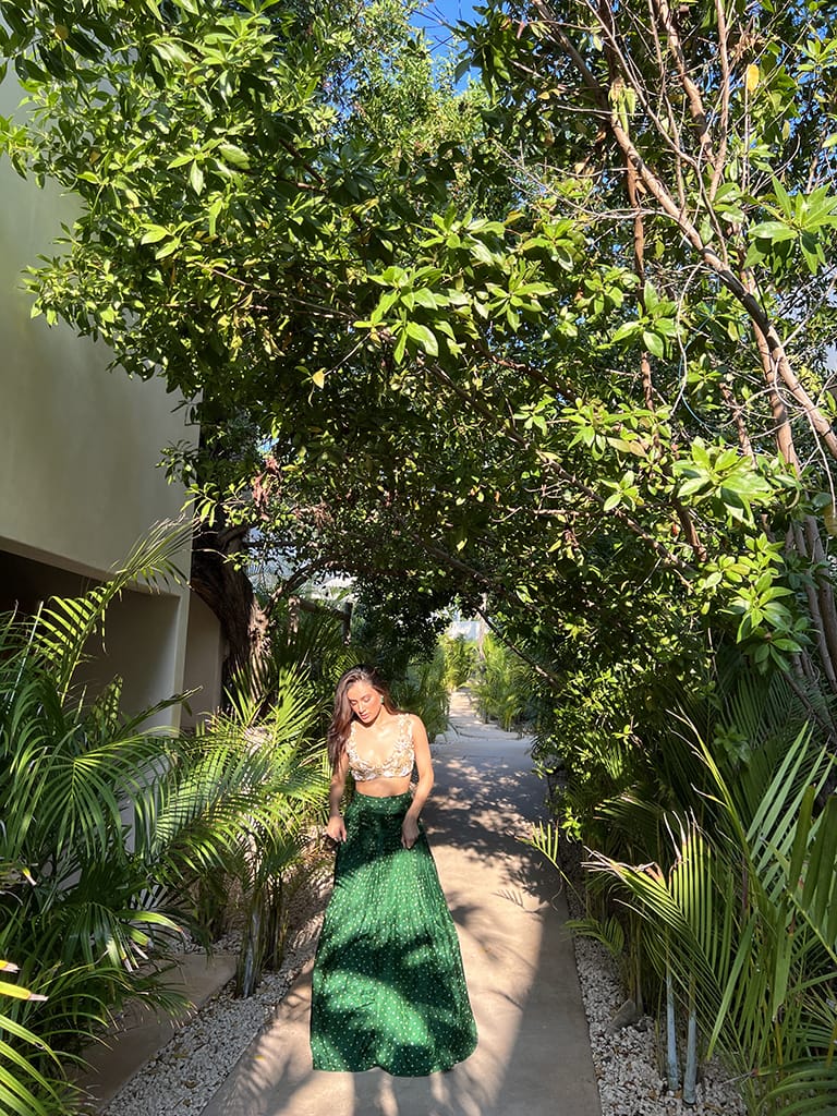 Emerald Bandhini, slinky nude blouse