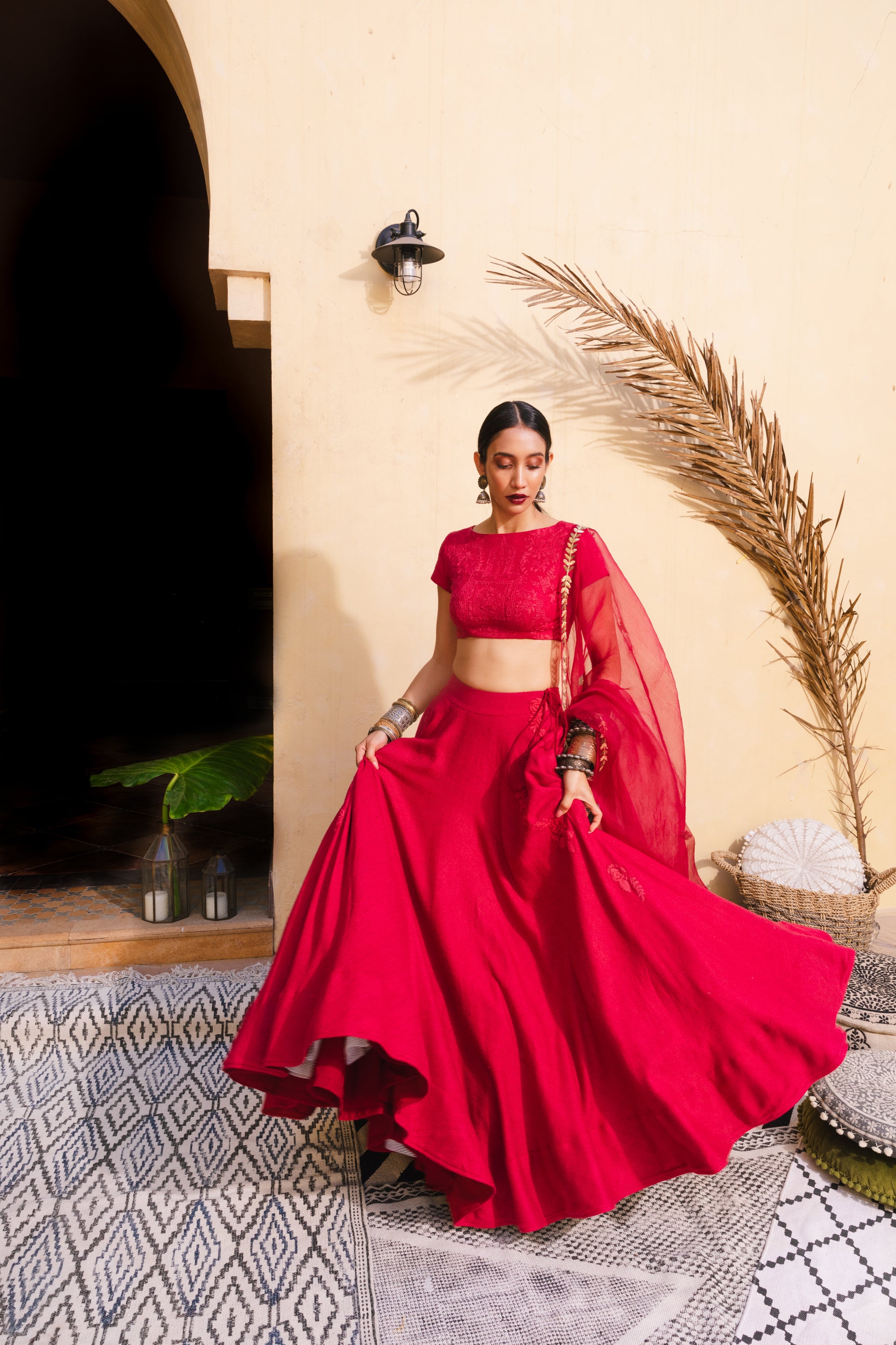 Plain Red Bridal Lehenga 2024 | metodolazaro.com